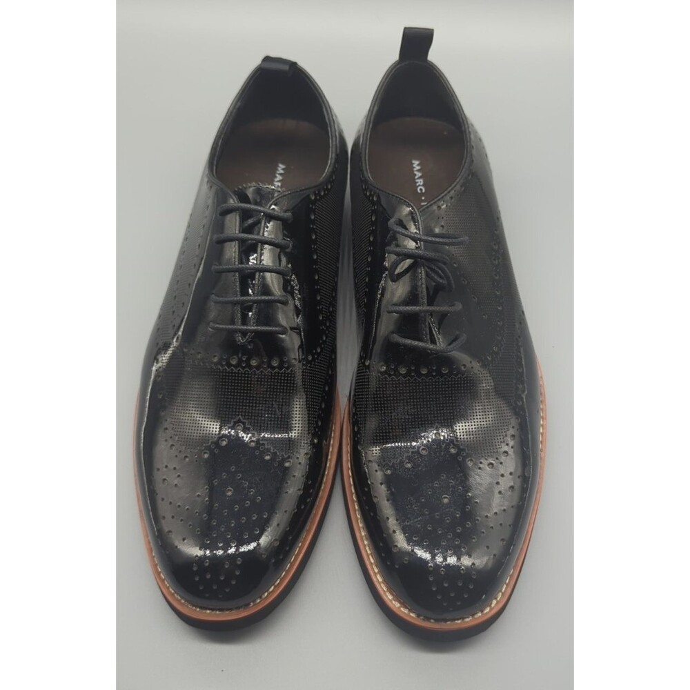 Marc Nolan Oscar Black Patent Leather Wholecut Brogue Sneakers Mens 8 Pad Insole - Picture 5 of 12
